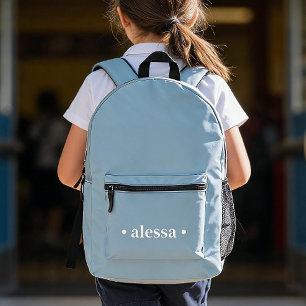 Dusty Blue Modern Personalised Kids Backpack