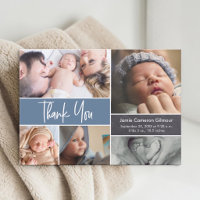 Dusty Blue Modern Photo Collage Baby Shower