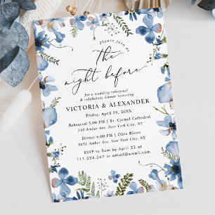 Dusty Blue Modern Rehearsal Dinner Invitation