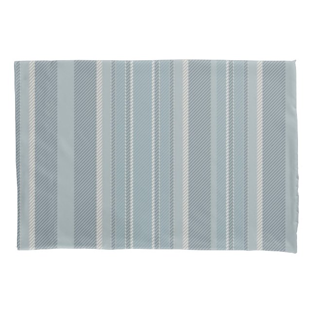 Dusty blue modern retro pattern stripes minimal  pillowcase (Front)