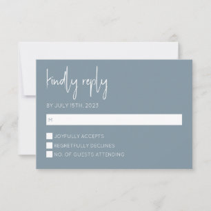 Dusty Blue Modern RSVP Card