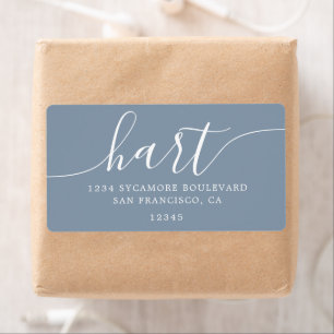 Dusty Blue Modern Script Return Address