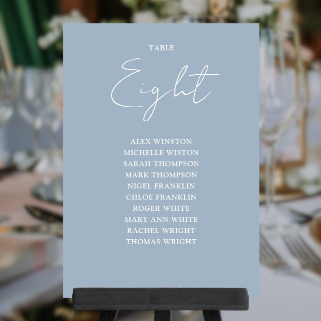 Dusty Blue Modern Seating Chart Table Number (Dusty Blue Modern Seating Chart Table Number)