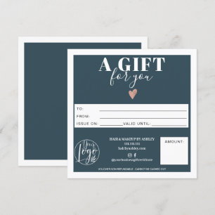 Dusty blue modern square gift certificate logo