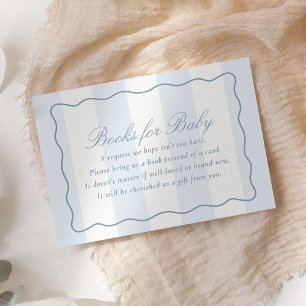 Dusty Blue Modern Stripe Books for Baby Enclosure Card