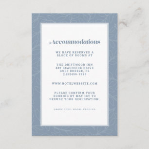 Dusty Blue Modern Wedding Accommodation Detail Enclosure Card