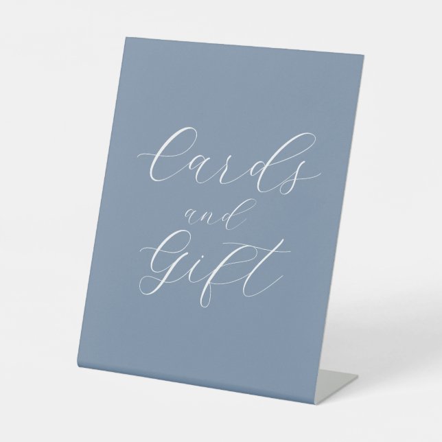 Dusty Blue Modern Wedding Cards and gift sign (Front)