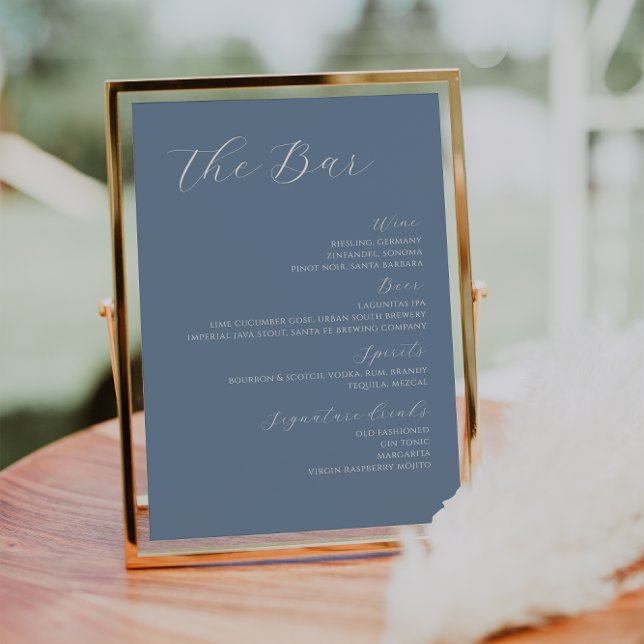 Dusty Blue Modern Wedding Drinks Bar Menu  Poster (Creator Uploaded)