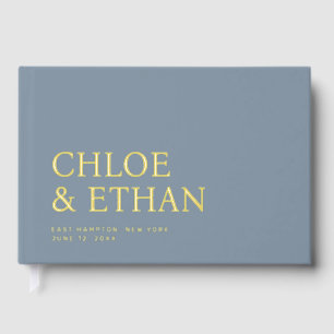 Dusty Blue Modern Wedding Foil Guest Book