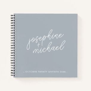 Dusty Blue Modern Wedding Guest Book
