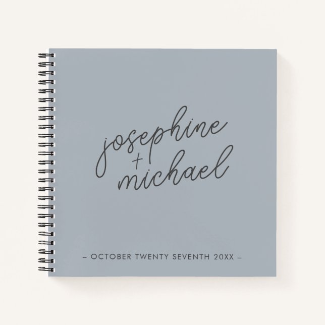 Dusty Blue Modern Wedding Guest Book (Front)