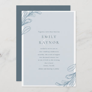 Dusty Blue Modern Wedding Invitation