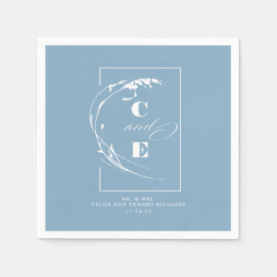 Dusty Blue Modern Wedding Monogram Napkin