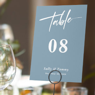 Dusty Blue Modern Wedding Table Number