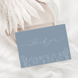 Dusty Blue modern Wedding Thank You Card