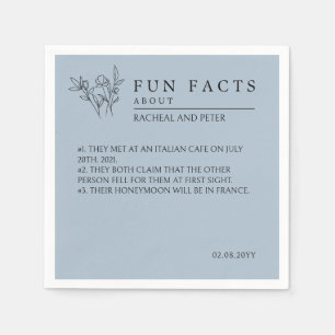 Dusty Blue Modern Wild Flowers Fun Facts Wedding Napkin