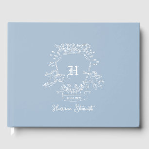 Dusty Blue Monogram Baby Shower Guest Book