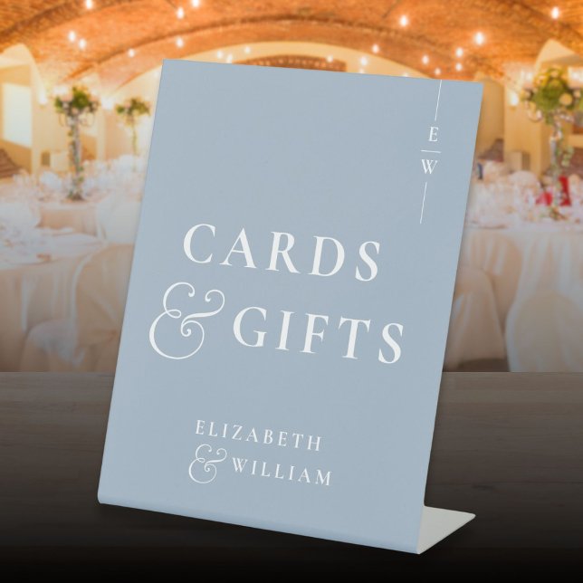  Dusty Blue Monogram Cards And Gifts Pedestal Sign (Dusty Blue Monogram Cards And Gifts Pedestal Sign)