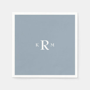 Dusty Blue Monogram Cocktail Napkins
