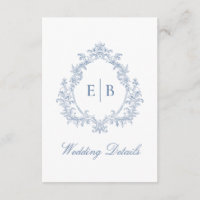 Dusty Blue Monogram Crest Wedding Details QR code