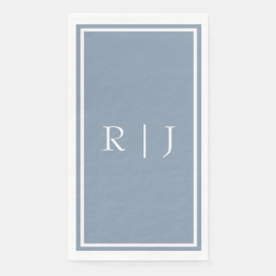 Dusty Blue Monogram Custom Name Elegant Wedding Napkin