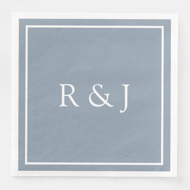 Dusty Blue Monogram Initial Ampersand 2026 Wedding Napkin (Front)