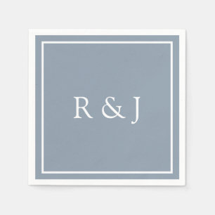 Dusty Blue Monogram Initial Ampersand 2026 Wedding Napkin