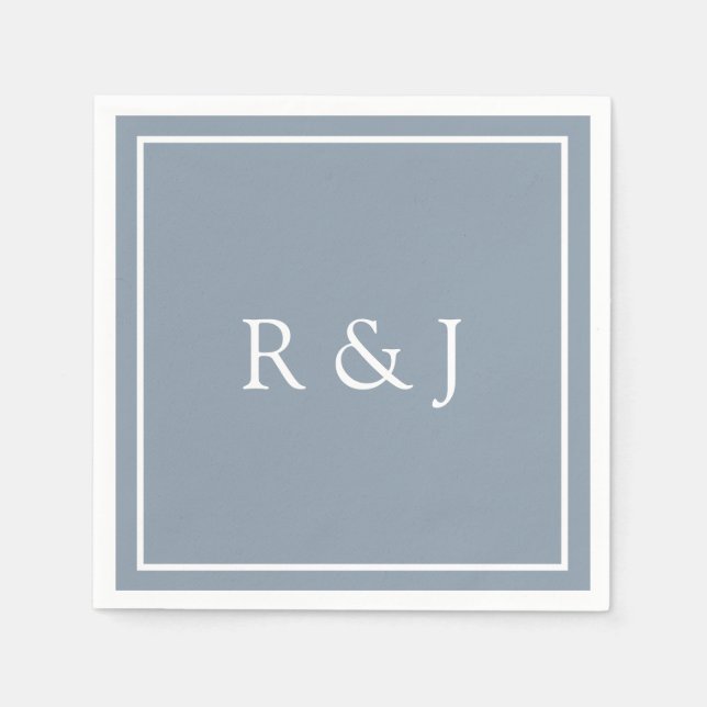 Dusty Blue Monogram Initial Ampersand 2026 Wedding Napkin (Front)
