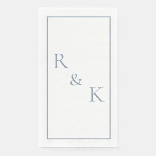 Dusty Blue Monogram Initials Letter Wedding 2025 Napkin