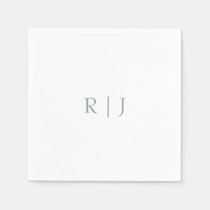 Dusty Blue Monogram Initials Minimal Wedding Napkin