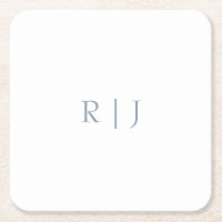 Dusty Blue Monogram Initials Minimal Wedding