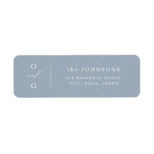 Dusty blue monogram minimalist return address 