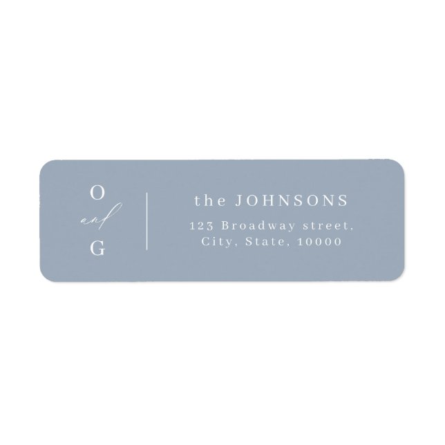 Dusty blue monogram minimalist return address  (Front)