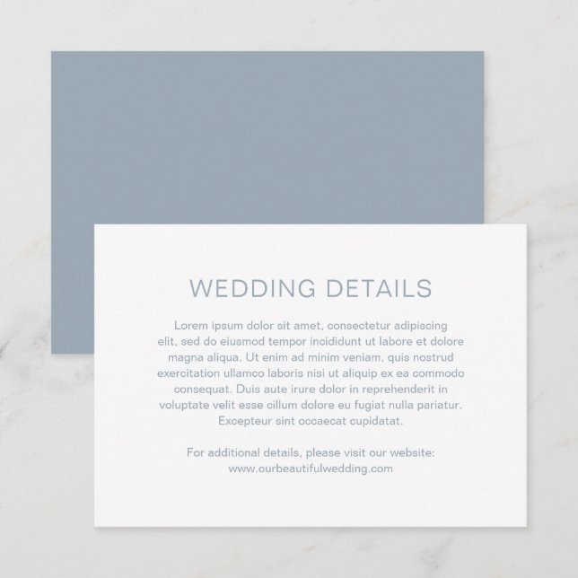 Dusty Blue Monogram Modern Wedding Enclosure Card (Front/Back)