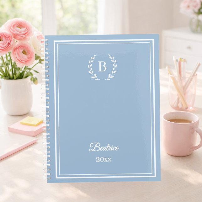 Dusty blue Monogram Personalised Quiet Luxury Notebook (Creator Uploaded)