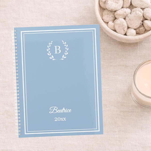 Dusty blue Monogram Personalised Quiet Luxury Notebook (Creator Uploaded)