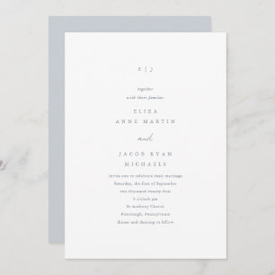 Dusty Blue Monogram Wedding Invitation