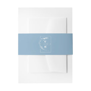 Dusty Blue Monogram Wedding Invitation Belly Band