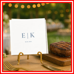 Dusty Blue Monogram Wedding Napkin