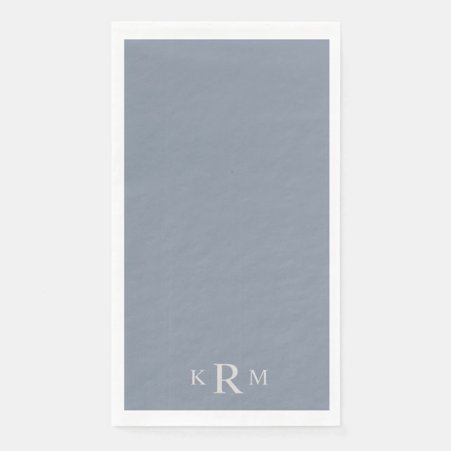 Dusty Blue Monogram Wedding  Paper Guest Towels Napkin (Front)
