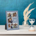 Dusty Blue Monogram Wedding Photos Plaque<br><div class="desc">Upload your favourite photographs to create a one-of-a-kind monogram photo keepsake</div>