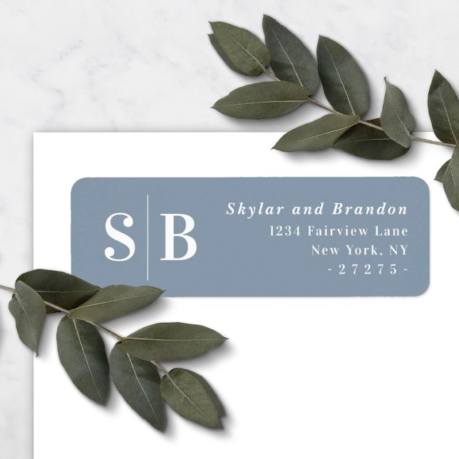 Dusty Blue Monogrammed Wedding Return Address (Creator Uploaded)