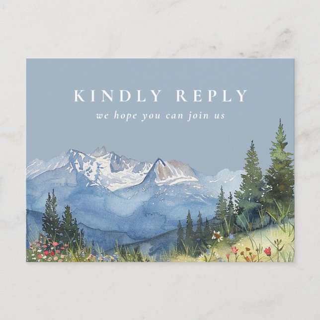 Dusty Blue Mountain Song Request RSVP Postcard (Front)