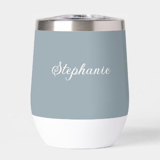 Dusty Blue Name Modern Elegant Monogram Boho