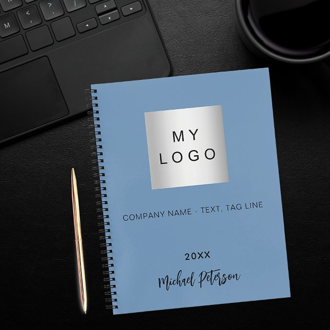 Dusty blue name script business logo notebook (Creator Uploaded)