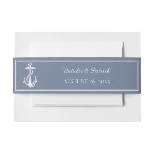 Dusty Blue Nautical Anchor Invitation Belly Band
