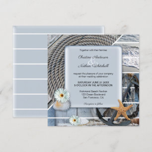Dusty Blue Nautical Anchor Wedding Invitation