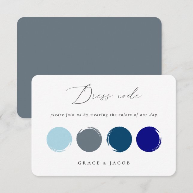 Dusty Blue & Navy Blue Wedding Colour Palette Card (Front/Back)