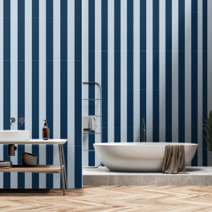 Dusty Blue & Navy Blue Wide 4 Inch Stripe Wallpaper