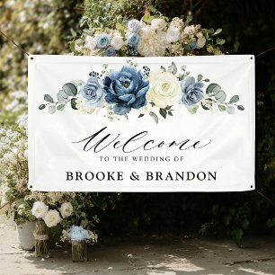 Dusty Blue Navy Champagne Ivory Bridal Shower  Banner